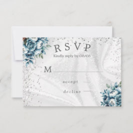 Dusty Blue Silver Ro Bröllop OSA Card Kort