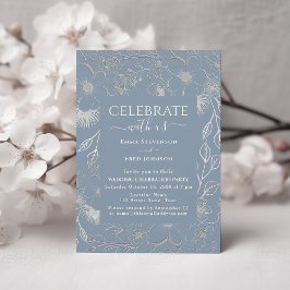 Dusty Blue Silver Wedding Reception Inbjudningar