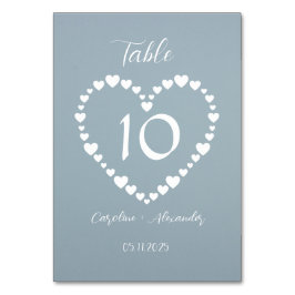 Dusty Blue Simple Blommigt Script Minimalistic Chi Bordsnummer