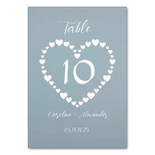 Dusty Blue Simple Blommigt Script Minimalistic Chi Bordsnummer
