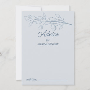 Dusty Blue Simple Boho Blommigt Bröllop Advice Inbjudningar