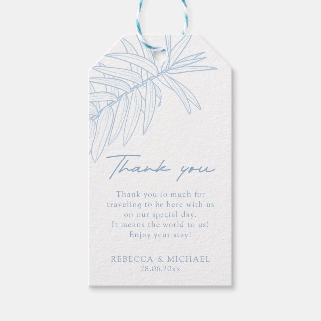 Dusty Blue Simple Botanical Presentetikett (Framsidan)