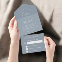 Dusty Blue Simple Bröllop Modern Typography OSA