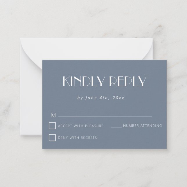 Dusty Blue Simple Budget Bröllop OSA Card Anteckningskort (Framsida)