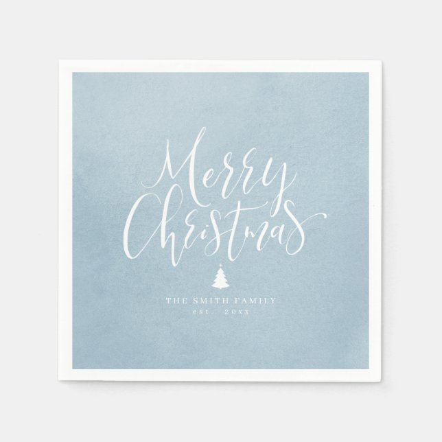 Dusty Blue Simple Calligraphy God jul Pappersservett (Framsidan)