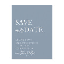 Dusty Blue Simple Calligraphy Save Date