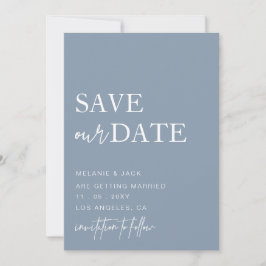 Dusty Blue Simple Calligraphy Save Date Spara Datumet