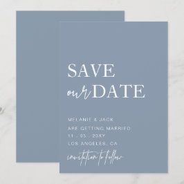 Dusty Blue Simple Calligraphy Save Date Spara Datumet
