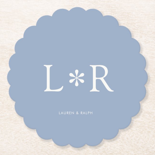 Dusty Blue Simple Chic Couple Underlägg Papper (Framsida)