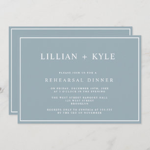 Dusty Blue Simple Chic Rehearsal Dinner-inbjudan Inbjudningar