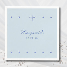 Dusty Blue Simple Cross Christian Baptism Pappersservett