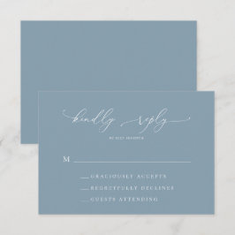 Dusty Blue Simple Elegant 1-Bröllop OSA Kort