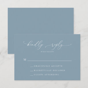 Dusty Blue Simple Elegant 1-Bröllop OSA Kort