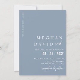 Dusty Blue Simple Elegant Modern Bröllop Inbjudningar