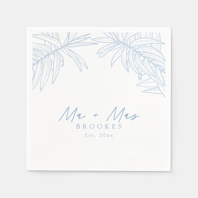 Dusty Blue Simple Hand plockade Botanical Pappersservett (Framsidan)