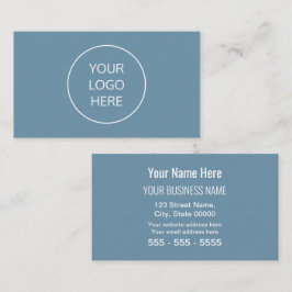 Dusty Blue Simple Modern Lägg till din Logotyp Visitkort