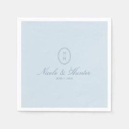 Dusty Blue Simple Monogram Wedding Crest  Pappersservett