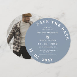 Dusty Blue Simple Photo Spara the Save Date Datumet