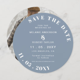 Dusty Blue Simple Photo Spara the Save Date Spara Datumet