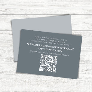Dusty Blue Simple QR Code Website OSA Bröllop Kort