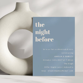 Dusty Blue Simple Rehearsal Dinner fet minimalisti Inbjudningar