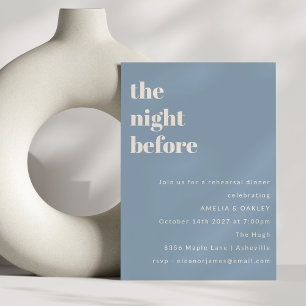 Dusty Blue Simple Rehearsal Dinner fet minimalisti Inbjudningar