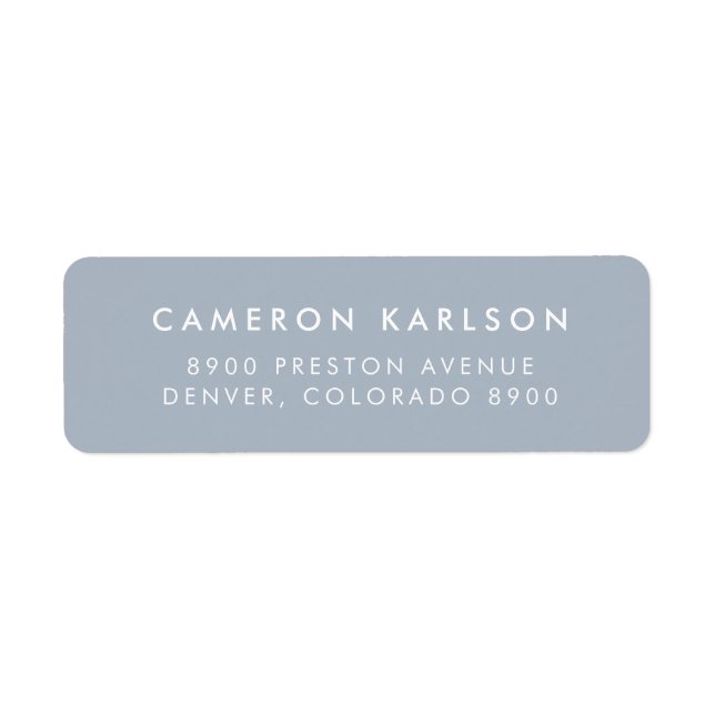 Dusty Blue Simple San Serif Typography Returadress Etikett (Framsidan)
