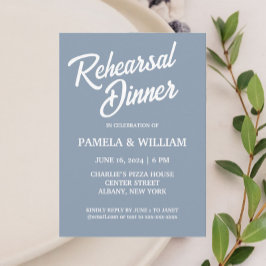 Dusty Blue Simple Stil Bröllop Rehearsal Dinner Inbjudningar