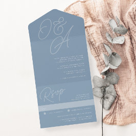 Dusty Blue | Skriptvattenstämpel Monogram Bröllop