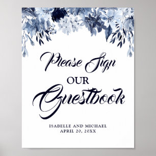 Dusty Blue Skriv under vår gästbok i Bröllop Poster