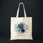 Dusty Blue Slate Navy Blommigt Bridesmaid Gift Tygkasse<br><div class="desc">Elegant Dusty blue/Navy bridesmaid gift to te bag with elegant bouquet of Dusty blue,  Navy,  plate ro-blommor buds and blue eucalyptus lövs. Kontakta mig om du behöver hjälp med anpassning eller om du behöver någon annan produkt med den här designen.</div>