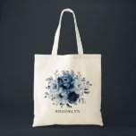 Dusty Blue Slate Navy Blommigt Bridesmaid Gift Tygkasse<br><div class="desc">Elegant Dusty blue/Navy bridesmaid gift to te bag with elegant bouquet of Dusty blue,  Navy,  plate ro-blommor buds and blue eucalyptus lövs. Kontakta mig om du behöver hjälp med anpassning eller om du behöver någon annan produkt med den här designen.</div>