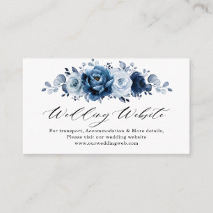 Dusty Blue Slate Navy Blommigt chic Bröllop webbpl Tilläggskort