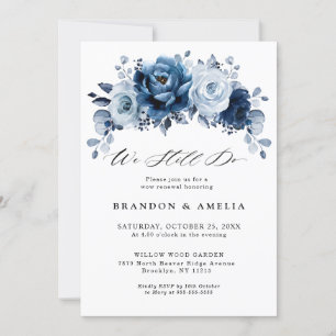 Dusty Blue Slate Navy Botanial Rehearsal Dinner Inbjudningar