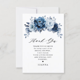 Dusty Blue Slate Navy Botanical Möhippa Tack Kort
