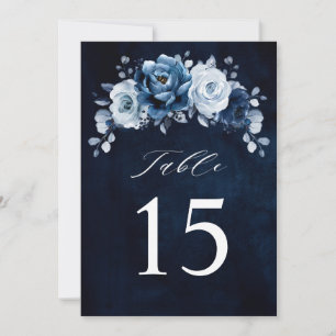 Dusty Blue Slate Navy Bröllop Bordsnummer Card
