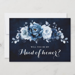 Dusty Blue Slate Navy... Du är min Maid of honor Inbjudningar