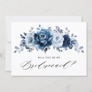 Dusty Blue Slate Navy. Kommer du att bli min Bride Inbjudningar