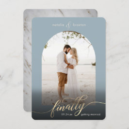 Dusty Blue - slutligen Gifta sig och fönsterfoto Spara Datumet