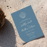 Dusty Blue Snäcka Beach Ocean Destinations Wedding Inbjudningar<br><div class="desc">Dusty Blue Modern Ivory Snäcka Beach Ocean Destination Wedding Card. Fira din speciella dag med den här eleganten och ett vackert bröllopskort för att passa ditt speciella tillfälle. Alla texterna är i förväg ordnade så att du enkelt och snabbt kan anpassa dig med dina egna detaljer. Om du behöver anpassa...</div>