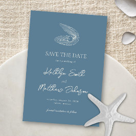 Dusty Blue Snäcka Beach Ocean Destinations Wedding Spara Datumet