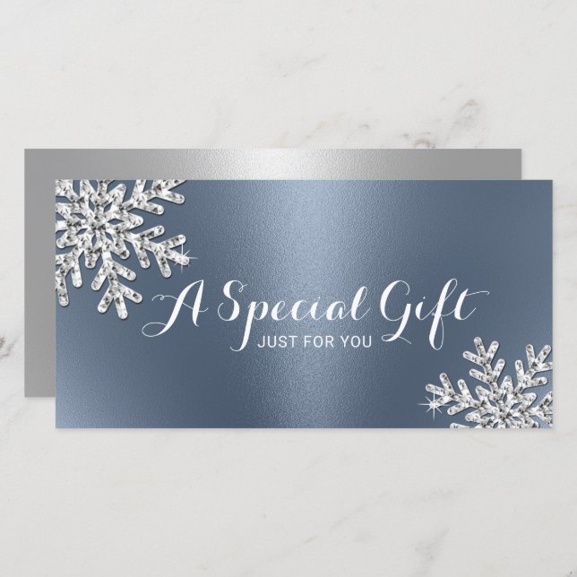Dusty Blue Snowflake Beauty Salon Gift-certifikat (Fram/baksida)