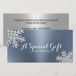 Dusty Blue Snowflake Beauty Salon Gift-certifikat