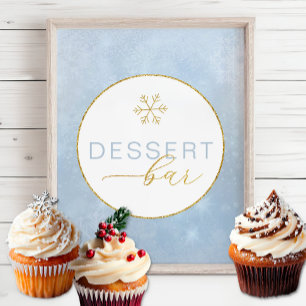 Dusty Blue Snowflake Dessert Pub-tecken
