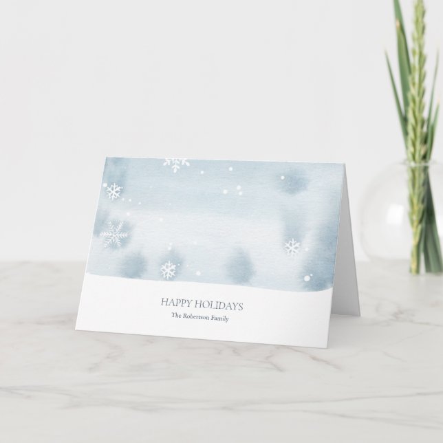 Dusty Blue Snowflake Helgdag Card Inbjudan (Framsida)