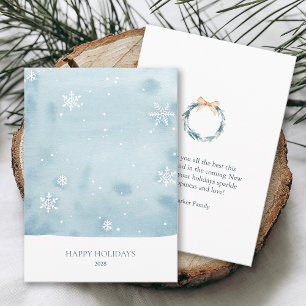 Dusty Blue Snowflake Helgdag Card Inbjudningar