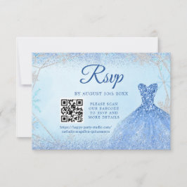 Dusty Blue Snowflake jul Quinceañera 15:e QR OSA Kort