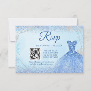 Dusty Blue Snowflake jul Quinceañera 15:e QR OSA Kort