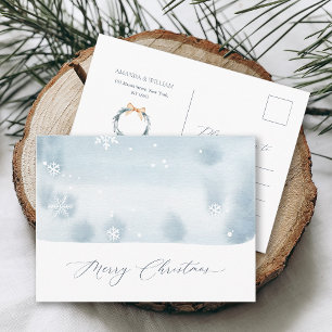 Dusty Blue Snowflake julkort Inbjudan Vykort