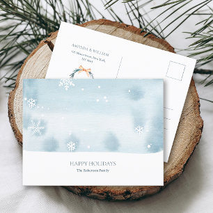 Dusty Blue Snowflake julkort Inbjudan Vykort